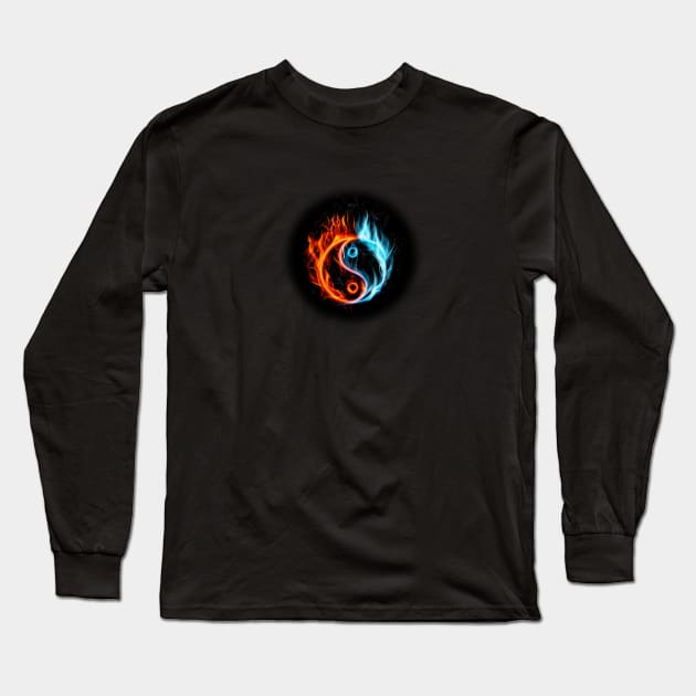 Fireball, yin yang design Long Sleeve T-Shirt by Stell_a